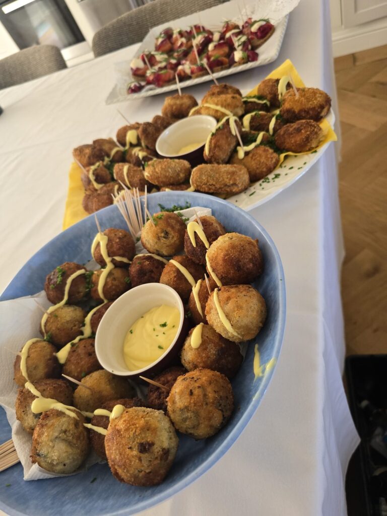 Arancini canapes on platters by Meals with Chef